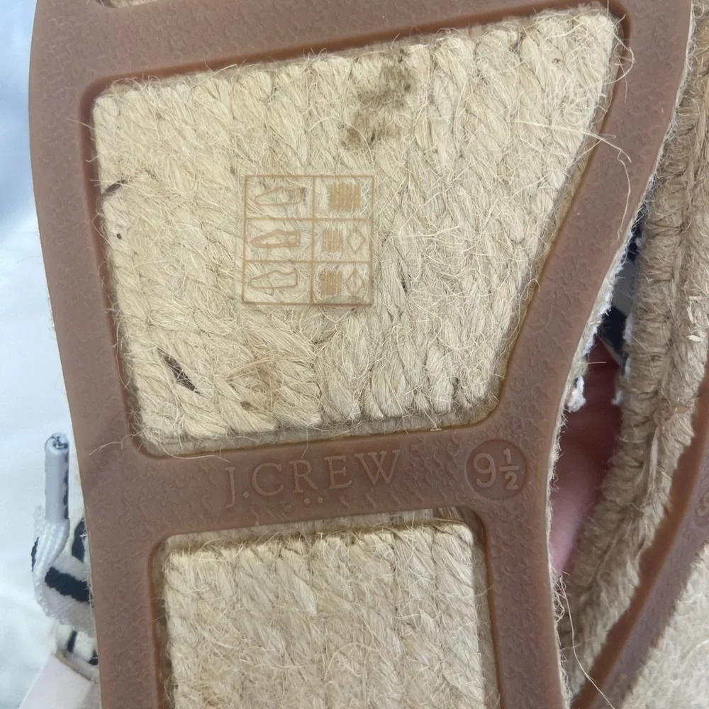 J. CREW Striped Lace Up D'Orsay Espadrille Sandals Size 9.5